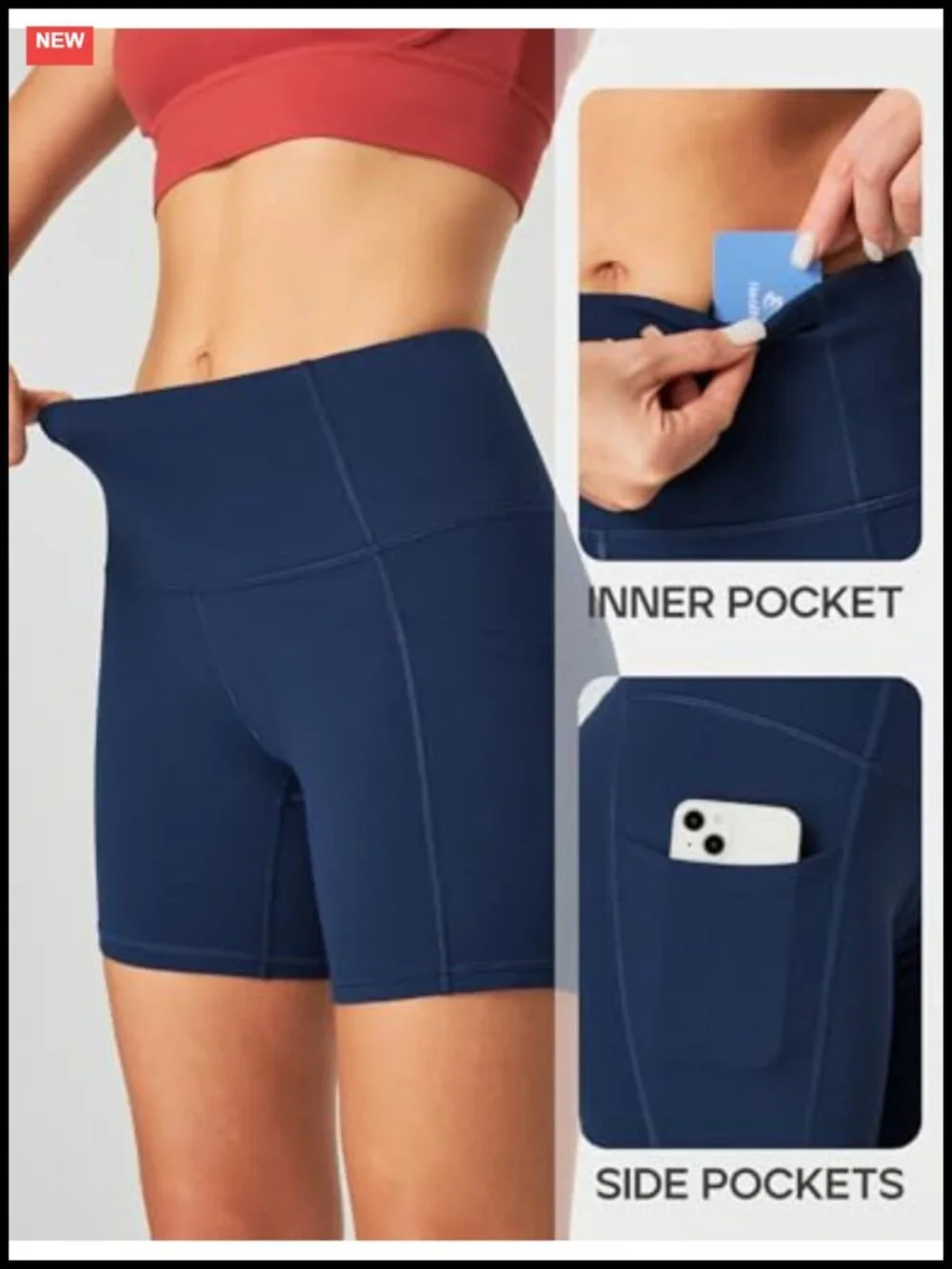 High Waisted Tummy Control Biker Shorts with Pockets for Women 5